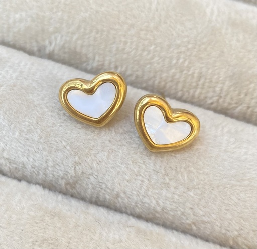 [15040] White Heart Earings 