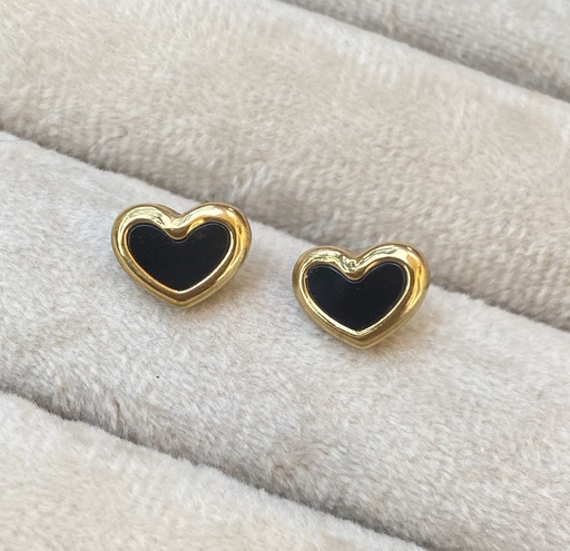 [15041] Black Heart Earings 