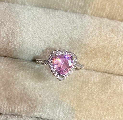 [12197] Pink Heart (big stone) Ring