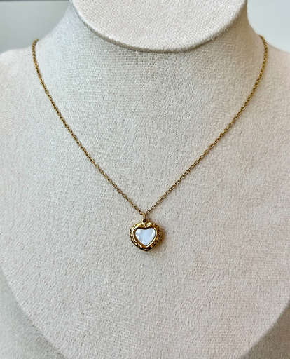 [14221] White Heart Necklace 